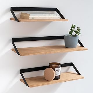 Kazai. Wandregal-Set -Finn- | Hängende Regale aus Metall und Echtholz-Veneer | Wanddeko und Abla…