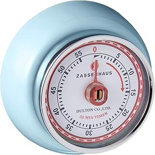Zassenhaus Magnetischer Retro-Küchentimer, 60 Minuten, 7,9 cm, Hellblau, Blau