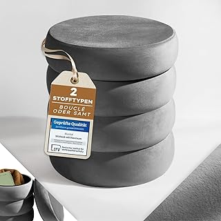 Blumtal Hocker mit Stauraum rund, Samt-Bezug – robuster Hocker mit Stauraum rund & Samtoptik extr…