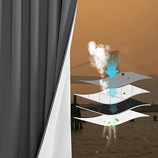 PONY DANCE Vorhang Schalldämmend 100% Verdunklungsvorhänge Grau Thermovorhang mit Ösen 2er Set…