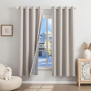 100% Verdunklungsvorhänge Leinen Gardinen mit Ösen 2er Set, Thermovorhang Hitzeschutz H 175 x B…
