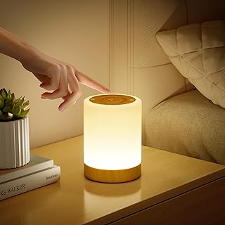 Nachttischlampe Touch Dimmbar, 4 Modi & 256 RGB Farbwechsel Warmes LED Nachtlicht Kinder, USB Auf…