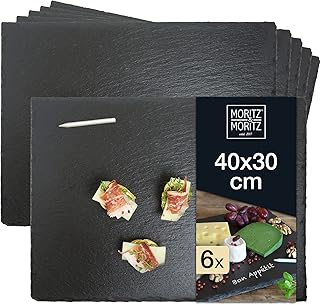 Moritz & Moritz 6 x Schieferplatte Servierplatte 30×40 cm mit Kreidestift – Schieferplatten fürs…