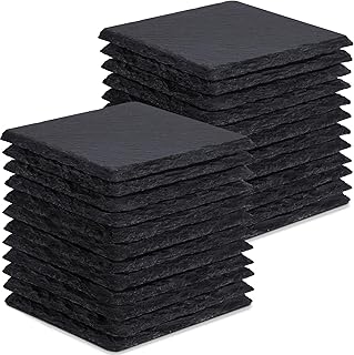 24 Stück Schiefer-Getränkeuntersetzer, GOH DODD 4 Zoll Schwarze Steinuntersetzer Set, Lasergrav…