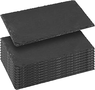 KEILEOHO 10 Stück 25 x 12 cm Schieferplatte Rechteckig, Servierplatte aus Schiefer, Schwarz Tisc…