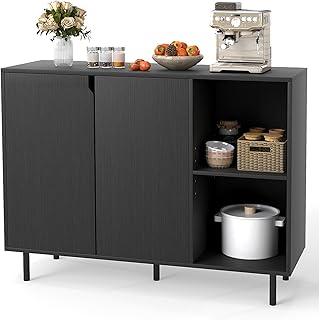 COSTWAY Sideboard Holz, Kommode mit 4 Fächern & 2 Türen, Anrichteschrank Buffetschrank Küchens…