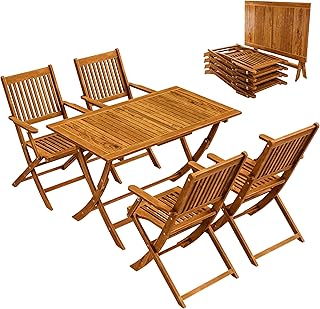 Casaria® Gartenmöbel Set Wetterfest Klappbar Akazie 5-TLG. FSC®-Zertifiziert Holz Armlehne 160…