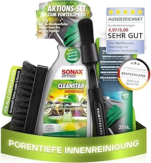 SONAX CleanStar (750ml) Innenraumreiniger Auto + Bürste + chemicalworkz Pinsel + Sonax Mikrofase…