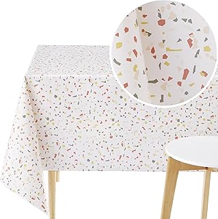 KP HOME Wachstuchtischdecke, rechteckig, weiß, 250 x 140 cm, wasserdicht, schmutzabweisend, wasc…