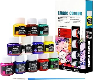 Textilfarbe Waschmaschinenfest Set 12x25ml – Stoffmalfarben Set – Waschfeste Stofffarben für…