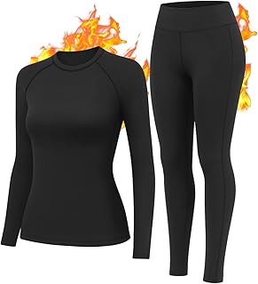 Thermounterwäsche Damen Skiunterwäsche Set Winter Schwarz Weiß Funktionsunterwäsche Thermo Un…