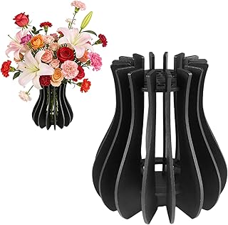 Vase für Blumen 20 x 12cm, Blumenvase für Blumenstrauß Schwarz, Hölzern Blumenvasen-Bauset, D…