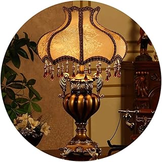 Gold-Tischlampe im europäischen Stil, Prinzessin, viktorianischer Stil, Seidenstoff, Nachttischl…