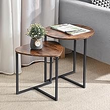 Couchtisch 2er Set – Beistelltisch im Vintage-Industriedesign Metallgestell & MDF Wohnzimmertis…