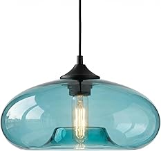 Einflammige Pendelleuchte mit Bunt Glas Lampenschirm, Vintage-Industriedesign, E27 Dekorative Hä…