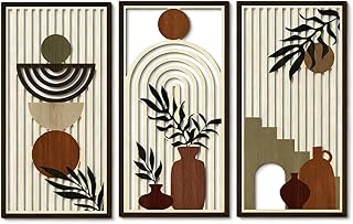 3 Stücke Boho Wanddekoration aus natürlichem Holz mit Design wanddeko schlafzimmer,Abstrakte Ge…