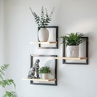 Schwarz Wandregal Metall für Wohnzimmer: 3er Set Quadratische Regal Wand Modern Wanddeko Regale …