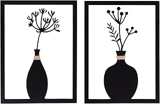 UNUS Wandbild Blumenvase Leni Mila aus Metall Schwarz 2er Set oder einzeln Moderne Wanddeko ohne …