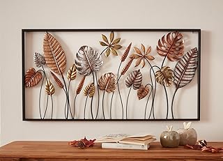 3D Metall-Bild „Blätter“, 90×45 cm, Wandbild, Wandschmuck, Wandobjekt, Deko-Landschaft