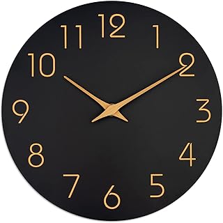 Mosewa Wanduhr, 25.4 cm, schwarz, batteriebetrieben, leise, Nicht tickend, Schlichter, minimalist…