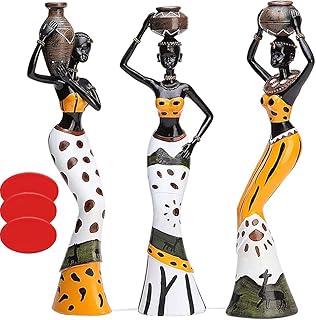 3 Stück afrikanische Skulptur, Afrikanische Deko Frauenfigur Mädchen Figur Statue Dekor Zuhause…