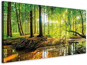 B&D XXL – Akustikbild Wald 225×90 cm 5 tlg Bilder Akustikschaum Schallschutz Kunst Akustikpaneele…