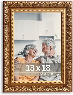 VictoR Vintage Bilderrahmen „Rubens“ in 13×18 cm Braun Gold – Leiste: 30x20mm – Echtglas – Fo…