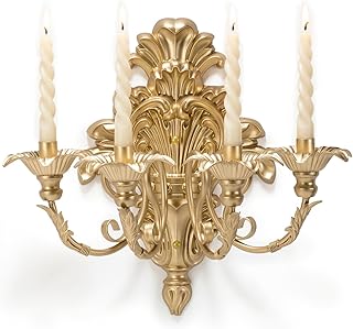 Römischer Brunnen-Wandleuchter, 4-Armiger Barock-Kronleuchter in Gold (antik), Wandmontierter Ke…