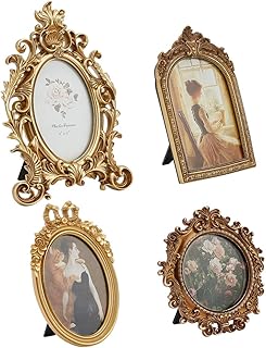 4 kleiner Goldener Vintage Bilderrahmen Antike Bilderrahmen Barock Fotorahmen Mit Glasfront Tisch…