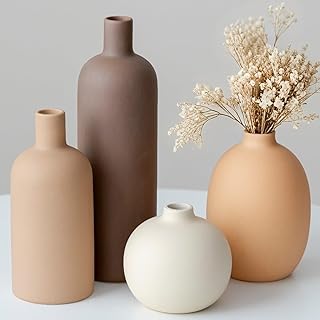 Moderne Vasen-Set, 4-teilig, Keramik, Morandi-Farben, Minimalistische Tischdekoration, Nordischer…
