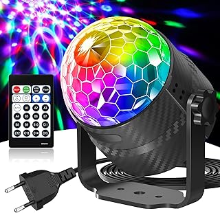 Discokugel, 360° Rotierende Musikgesteuert Discolicht Partylicht Mit Fernbedienung und 2M Stecke…