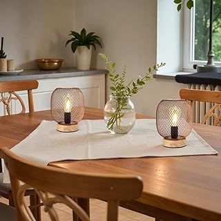 JHY DESIGN Set mit 2 dimmbaren Touch-Nachttischlampen Metallkäfig Wiederaufladbare batteriebetri…
