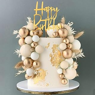 50 Stk Boho Goldene Kugeln Tortendeko，Kuchen Topper Geburtstag Mädchen丨Tortendeko Kugeln Boh…