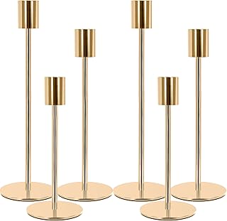Kerzenständer 6 Set, Gold Metall Kerzenhalter, Hoch Kerzenleuchter, Elegant Luxuriös Vintage De…