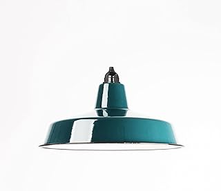 Industrie Lampenschirm Emaille Petrol Blau (2. Wahl), Fabriklampe Ø36 cm inkl. Fassung aus Bakelit
