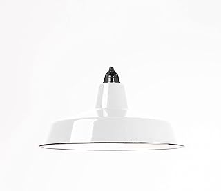 Industrie Lampenschirm Emaille Weiß (2. Wahl), Fabriklampe 36 cm, inkl. Lampenfassung Bakelit