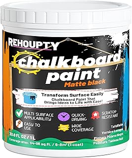 Tafelfarbe Schwarz – 1L Tafellack Schwarz | Einfach anzuwenden & Pinsel-On Interieur DIY Acrylfar…