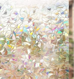 rabbitgoo Fensterfolie Blickdicht Selbsthaftende, Sichtschutzfolie Fenster Bunt, 3D Regenbogen Fo…