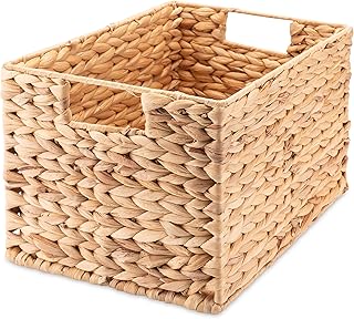 Decorasian Korb Aufbewahrung geflochten aus Wasserhyazinthe – Seegras rechteckig – 32cm