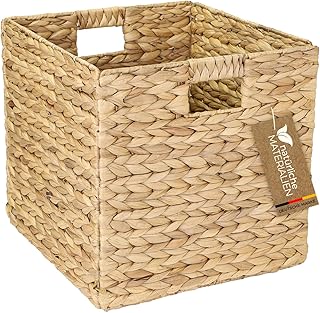 HMF Aufbewahrungskorb passend für KALLAX Regal, Korb geflochten aus Wasserhyazinthe mit Griffen …