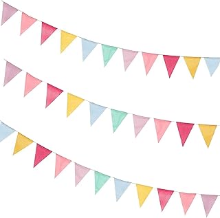 Wimpelkette Outdoor, 3 Stück 36 Flaggen Vintage Garden Wetterfest Regenbogen Girlande Deko für …