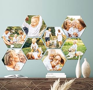 Ihr Fotowand selbst gestalten – Wandbilder auf Hexagon – Bilderrahmen Collage – Personalisierte G…