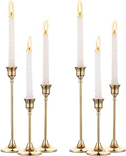 NUPTIO Kerzenständer Goldene Kerzenhalter Stabkerze: 6 Stück Stabkerzen Vintage Kerzenleuchter …