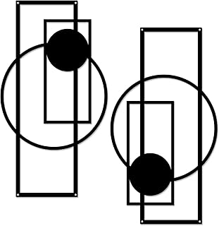 YiYa 2 Stück Metall Wanddekoration Metall Geometrische Wanddekoration Schwarzes Minimalistische …