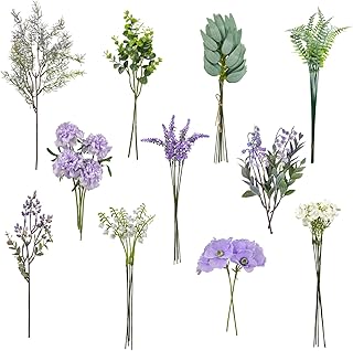 ROLLWAY 47 Stück Kunstblumen wie Echt in Lila，Künstliche Blumen Strauß Seidenblumen Blumenst…
