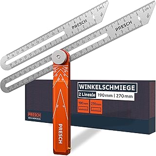 Presch Winkelschmiege inkl. Zusatzlineal – 190mm & 270mm – Extrem präzise Winkel übertragen – V…