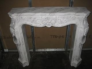 Kaminumrandung Kaminverkleidung Modell Rokoko Breite 115cm Umrandung Farbe: Cararaweiß marmoriert