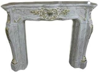 Kaminumrandung Kaminverkleidung Modell Barock Breite140cm Umrandung Farbe: Cararaweiß mit Gold