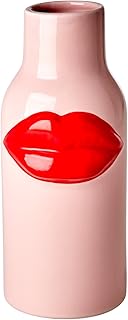 Rice Keramik Vase Groß Kussmund Pink – Red Lips – Rote Lippen Blumenvase Dekovase Tischdekoratio…