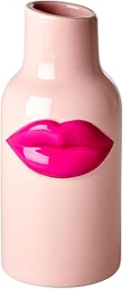 Rice Keramik Vase Groß Kussmund Pink – Fuchsia Lips – Rote Lippen Blumenvase Dekovase Tischdekor…